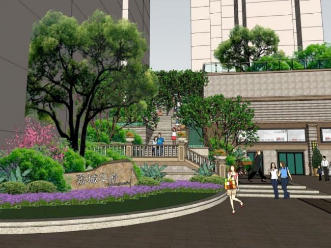 Classical Courtyard Garden Landscape Model in SketchUp