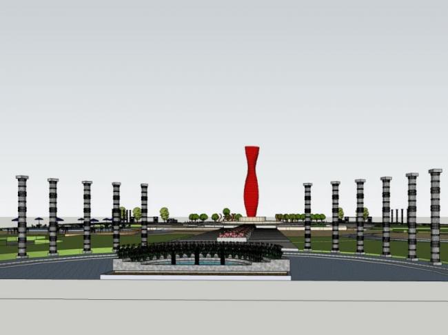 Modern Square Landscape Design in SketchUp