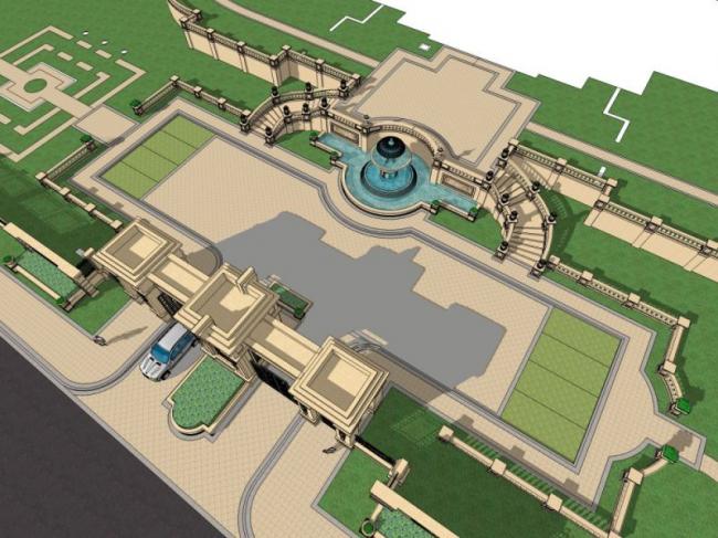 Classical Square Landscape Design in SketchUp