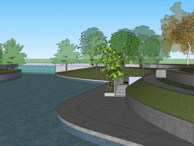 Modern Waterfront Landscape Design in SketchUp