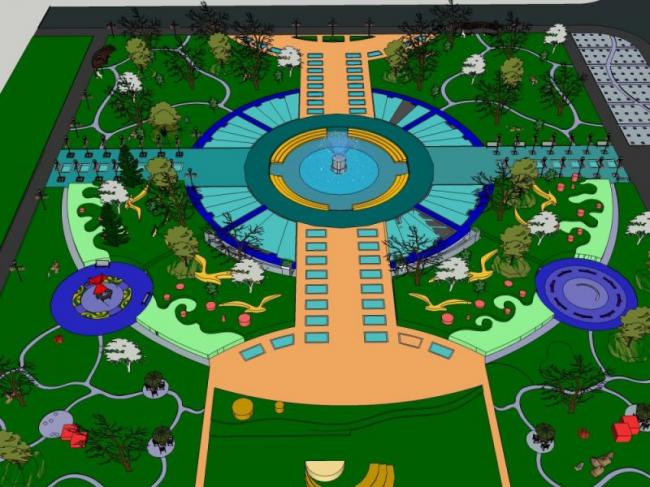Modern Square Landscape Design in SketchUp
