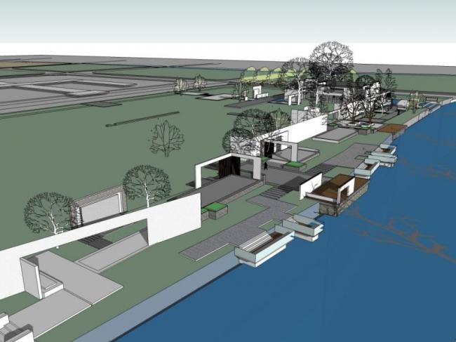 Modern Waterfront Landscape Design in SketchUp
