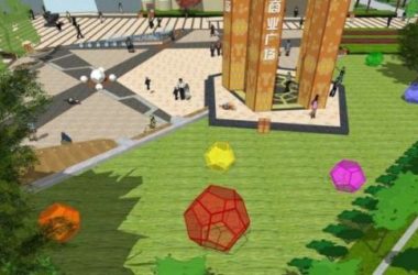 Modern Commercial Landscape Design in SketchUp: Square Layouts and Contemporary Styles-BIM WORLD