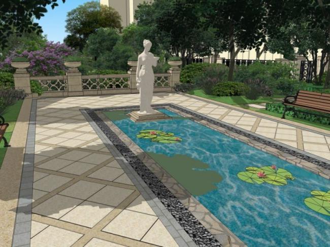 SketchUp Landscape Models: Residential, Courtyard, Spanish, and Classical Styles