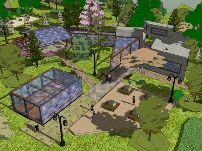 Modern Chinese-Style Park Landscape Model in SketchUp