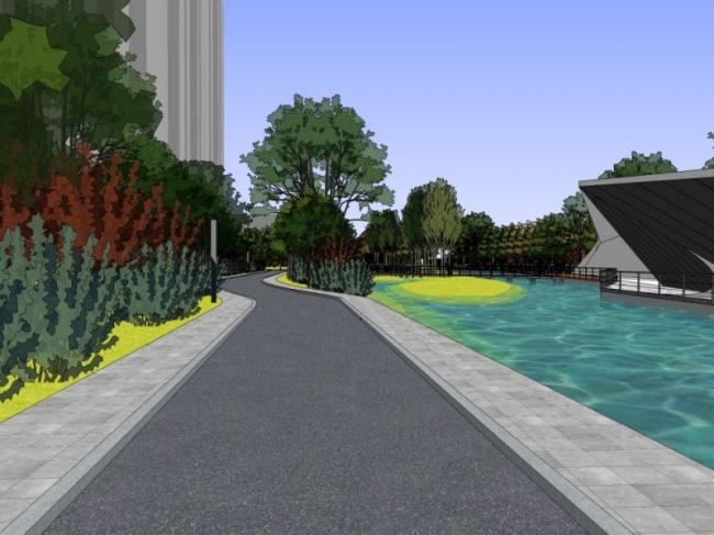 Modern Waterfront Landscape Design in SketchUp