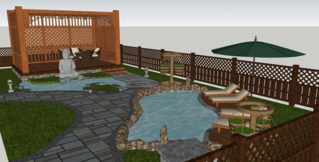 SketchUp Landscape Model: Chinese-Style Villa Courtyard Design