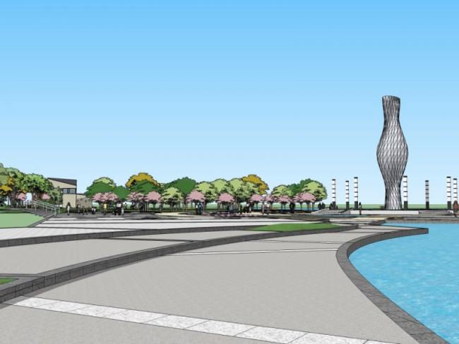 Modern Square Landscape Design in SketchUp