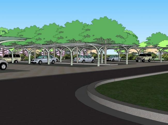 Modern Parking Lot Landscape Design in SketchUp