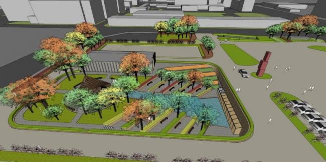 Modern Sunken Square Landscape Design in SketchUp