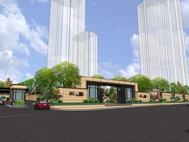 Modern Entrance Landscape Design in SketchUp