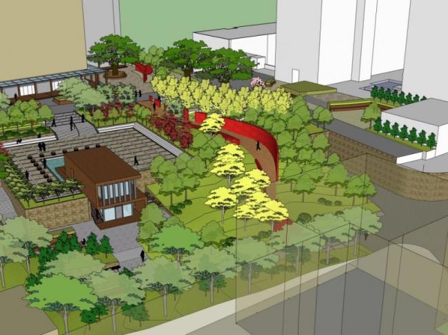 Modern Square Landscape Design in SketchUp