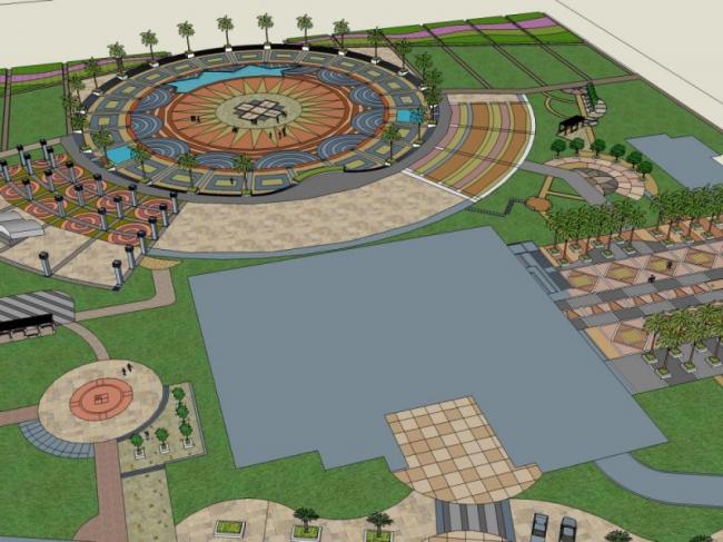 Classical Square Landscape Design in SketchUp