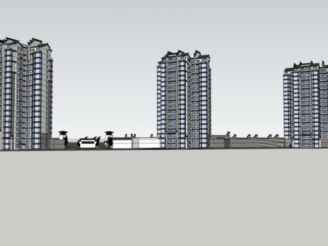 SketchUp Residential Models: Modern Chinese-Style High-Rise Buildings