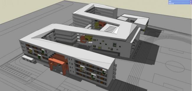 Modern Multi-Story Elementary School Campus Design in SketchUp