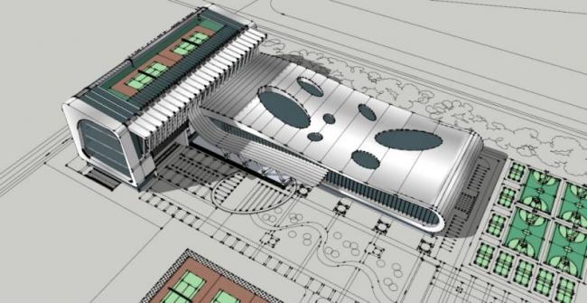 Modern Multi-Story Gymnasium Model in SketchUp