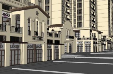 SketchUp Business Model: Multi-Story Classical Style Commercial Street Design-BIM WORLD