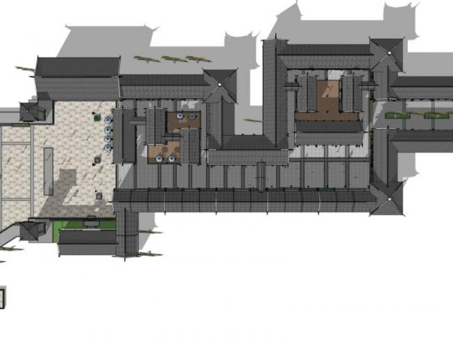 SketchUp Business Model: Multi-Story Commercial Street in Modern Chinese Style