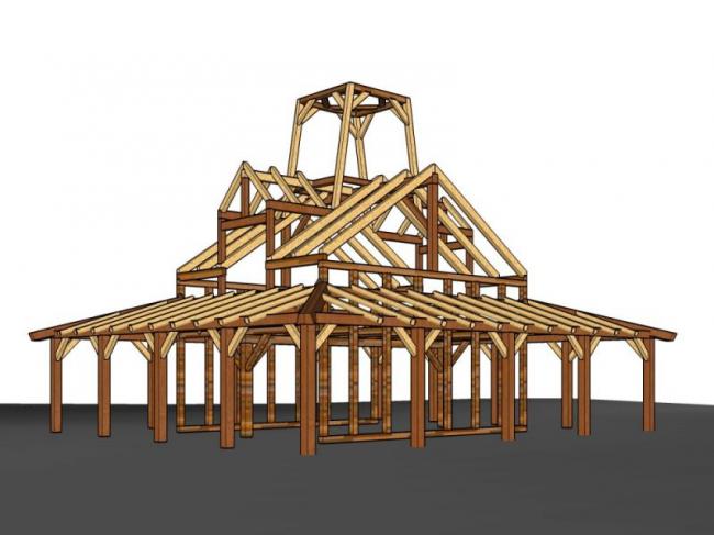 Modern Architectural Pavilion Sketch Model in SketchUp