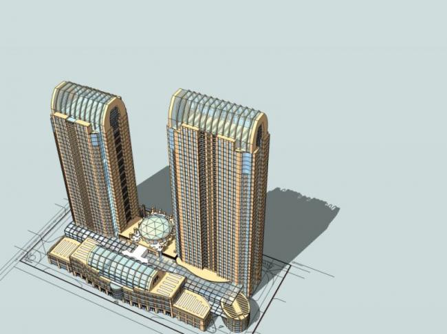 SketchUp Hotel Model | Western Neoclassical Super High-Rise Design