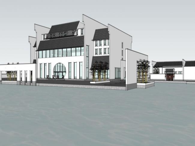 SketchUp Business Model: Multi-Story Club with Modern Chinese Design