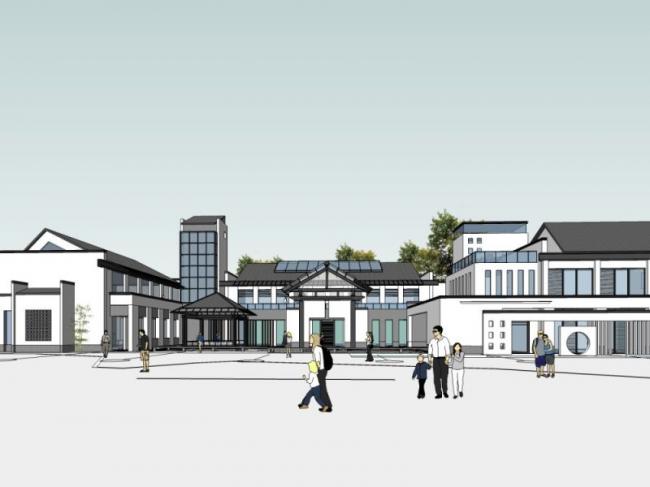 SketchUp Business Model: Modern Chinese-Style Low-Rise Clubhouse Design