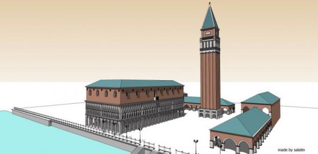 Square Classical Style Landscape Model in SketchUp