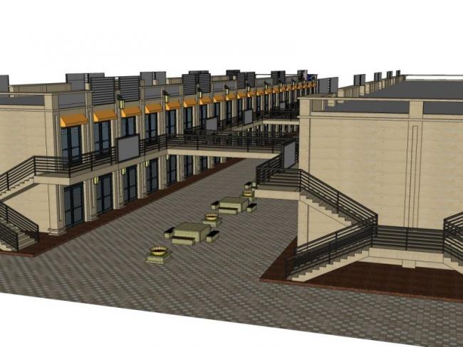 SketchUp Business Model: Neoclassical Low-Rise Commercial Pedestrian Street Design