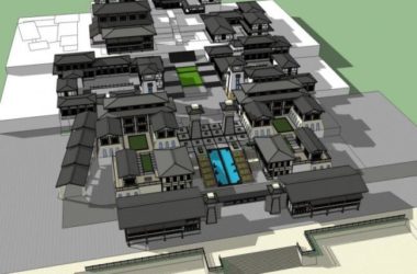 SketchUp Business Model: Multi-Story Ancient Chinese Town Design-BIM WORLD