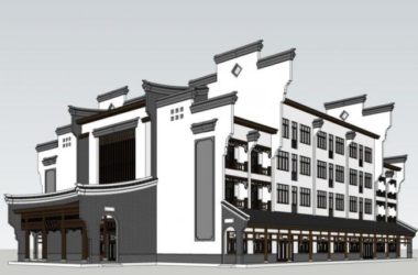 SketchUp Business Model: Multi-Story Ancient Town with Modern Chinese Style-BIM WORLD