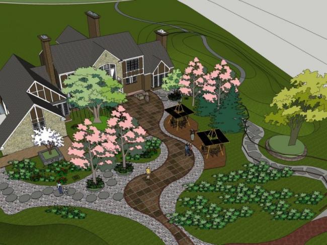 Modern Villa Landscape Design in SketchUp