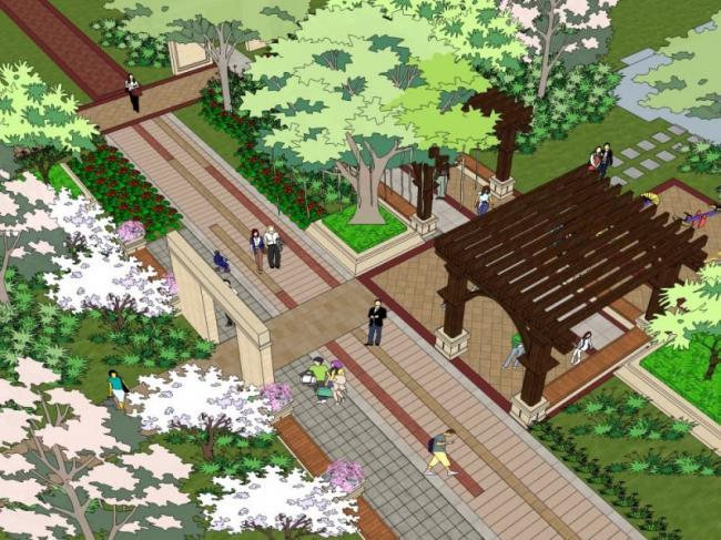 Modern Square Landscape Design in SketchUp