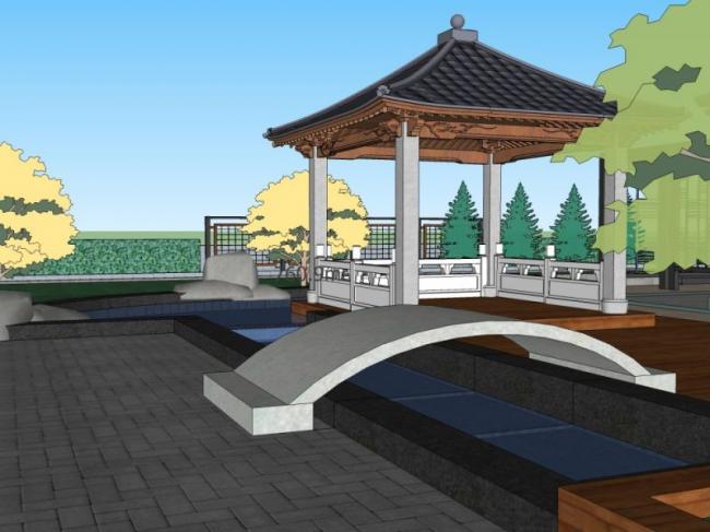 SketchUp Landscape Design: Chinese-Style Roof Garden Model