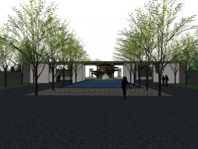 Modern Chinese Style Park Landscape Model in SketchUp