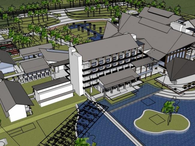 Modern Multi-Story Hotel Complex in Chinese Style | SketchUp Model