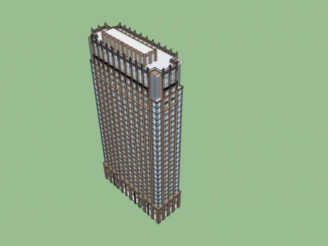 Modern High-Rise Hotel Model in SketchUp