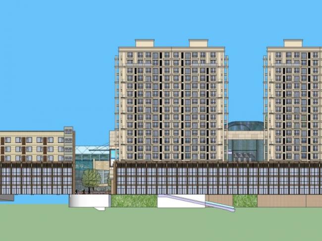SketchUp Residential Model: High-Rise Commercial and Classical-Style Residential Complex