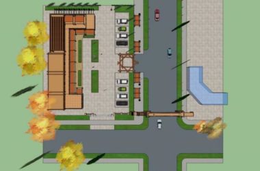 SketchUp Business Model: Modern Low-Level Clubhouse Design-BIM WORLD