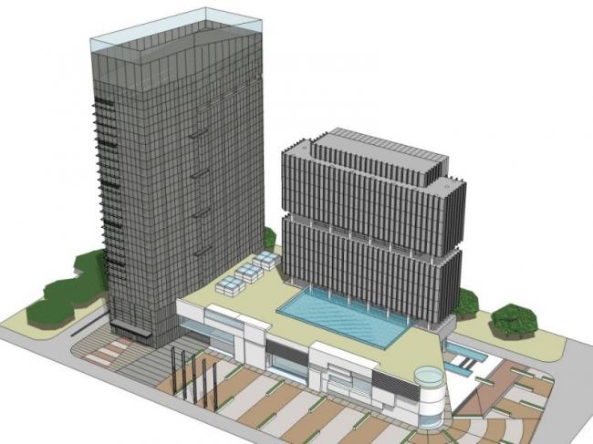 SketchUp Complex Model: Multi-Story Urban Office and Hotel in Modern Style