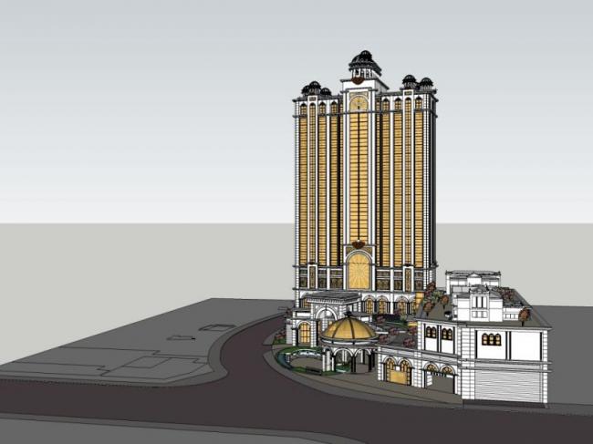 SketchUp Hotel Model | Classical High-Rise Design