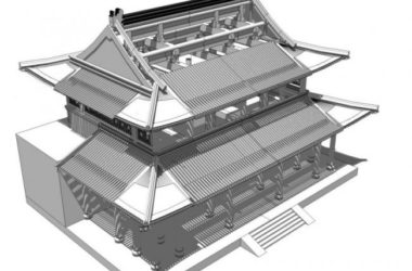 SketchUp Model of Multi-Story Ancient Chinese Mountain Architecture-BIM WORLD