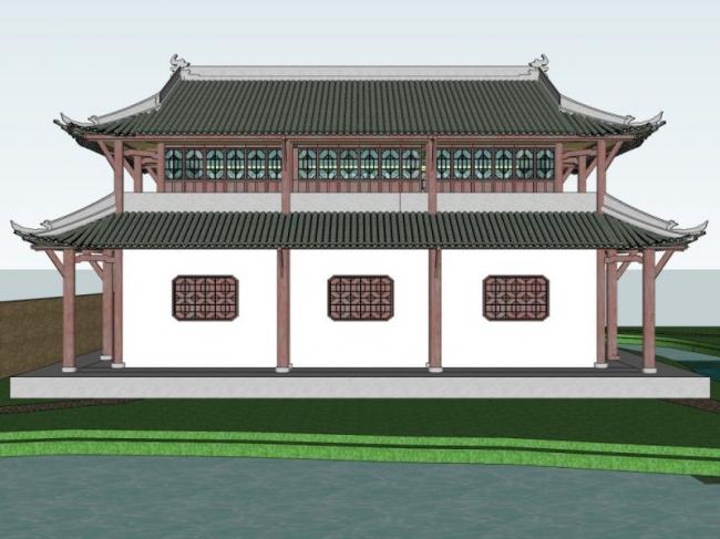 SketchUp Model of a Multi-Story Ancient Chinese Drum Tower