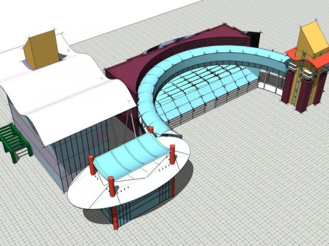 SketchUp Business Model: Modern Multi-Story Clubhouse Design