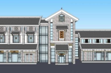 SketchUp Business Model: Modern Chinese-Style Multi-Story Commercial Building-BIM WORLD