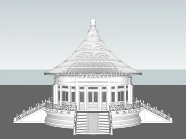 SketchUp Model of Ancient Chinese Architecture: Multi-Story Round Hall, Temple of Heaven, and Prayer Hall