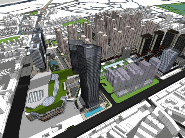 SketchUp Complex Model: Multi-Story Modern Commercial Building with Offices and Hotel