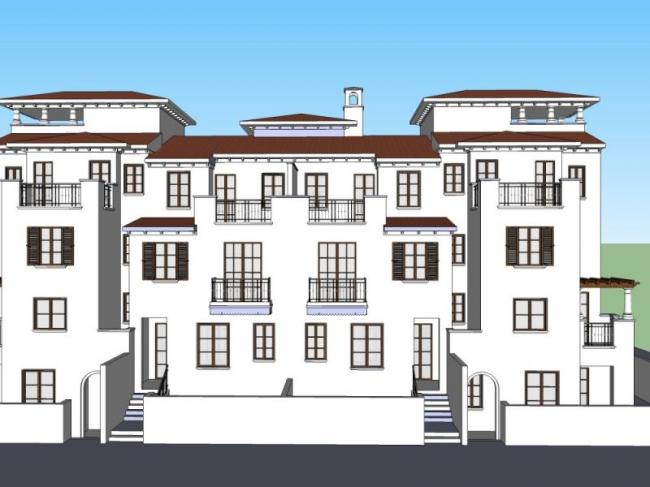 European Classical Style Row House Residential Model in SketchUp