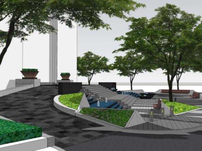 Modern Commercial Landscape Design in SketchUp