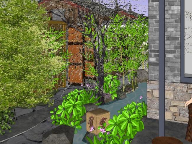 SketchUp Landscape Model: Commercial Spaces with Chinese Design Elements