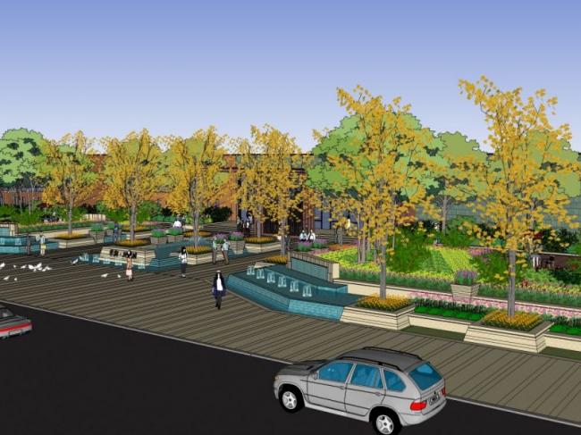 Modern Commercial Landscape Design | SketchUp 3D Model